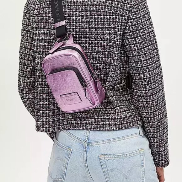 🥰 Coach Track Pack 14 In QB/Metallic Lilac - Picture 13 of 13